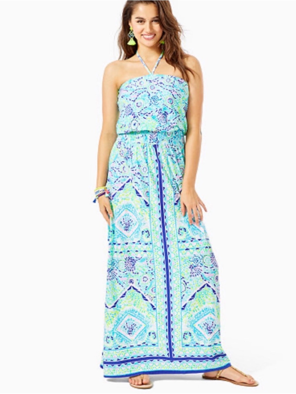 Lilly Pulitzer Marnie Strapless Maxi in Open Water Print
